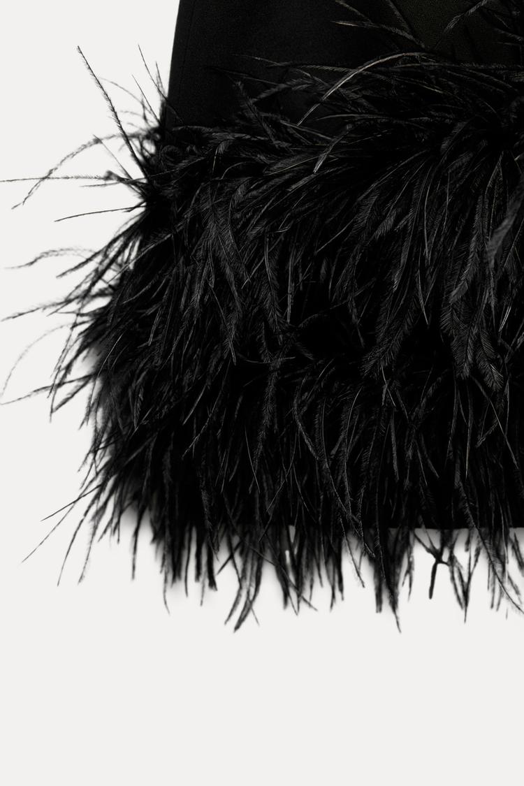 Claudia | Minikleid mit Federbesatz