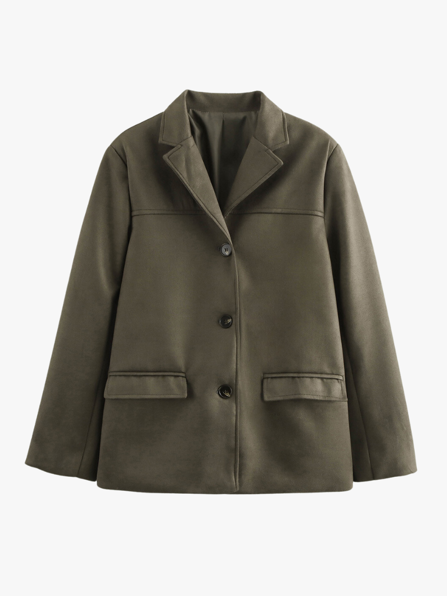 Miranda | Klassischer Blazer aus Wildlederimitat in Braun