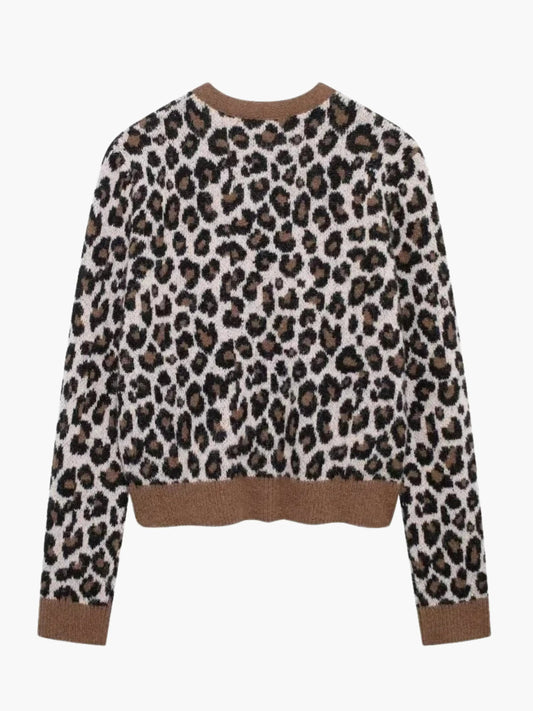 Nicole | Leopard Print Strickjacke