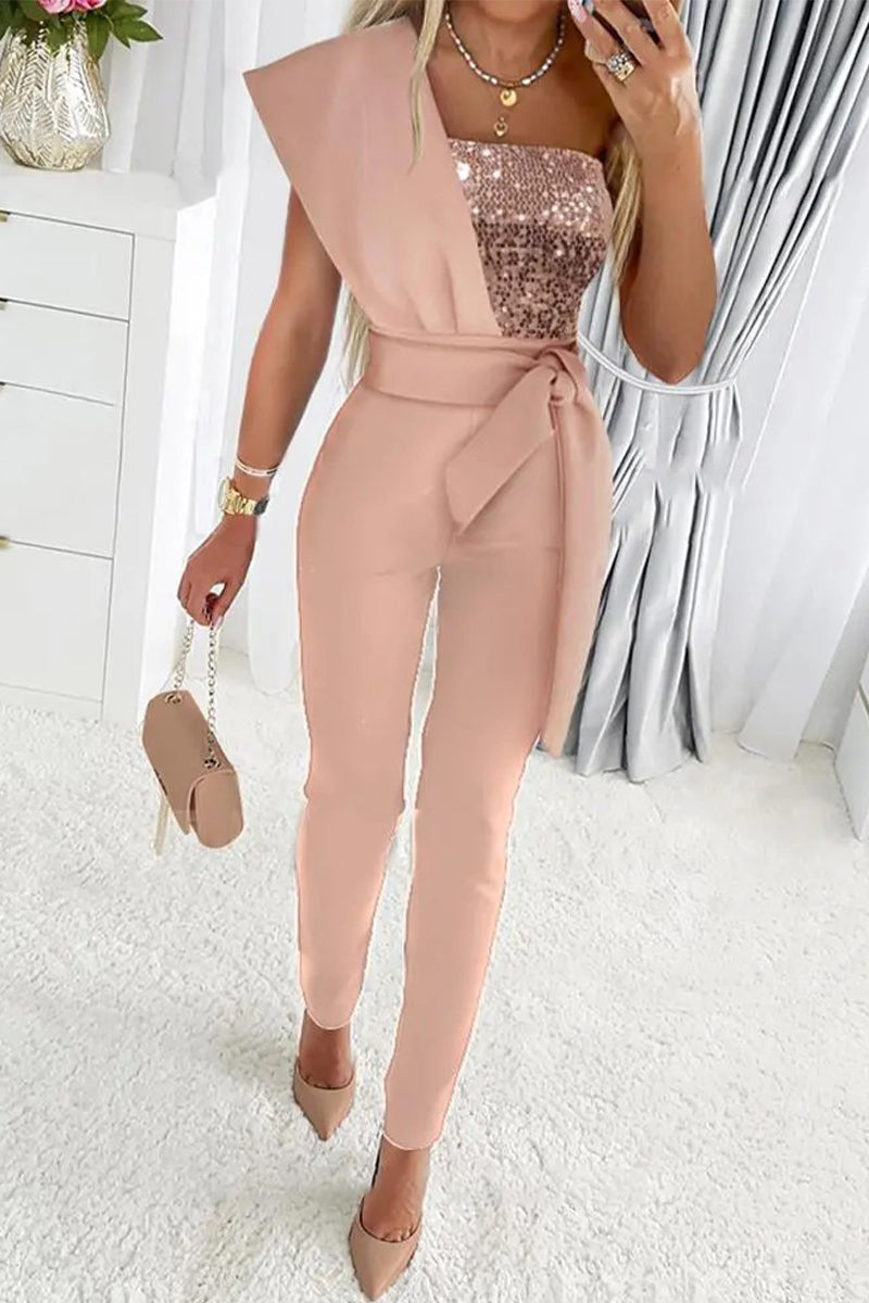 Charlotte | Eleganter Jumpsuit mit Glitzer und einer Schulter