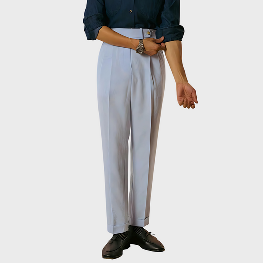 Yann | Taillenhohe Nadelstreifenhose mit Gürtel