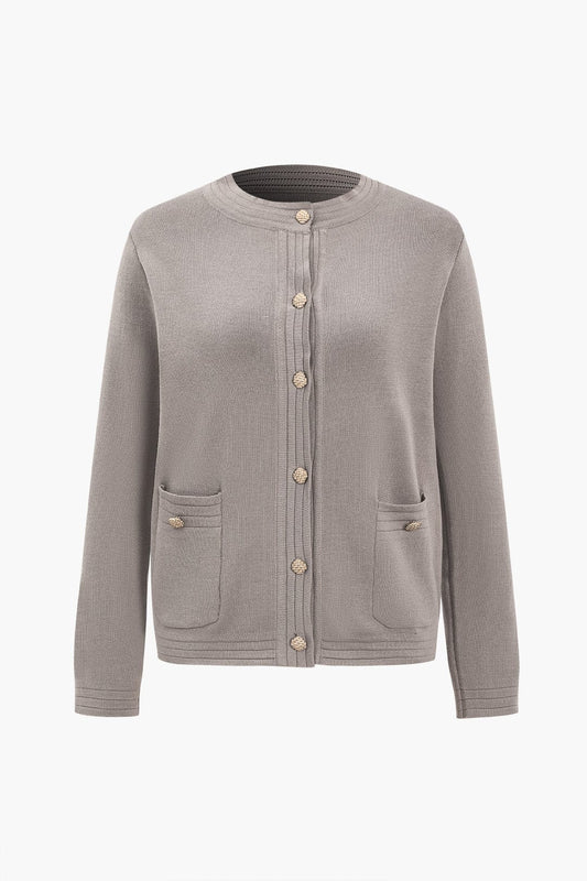 Rosina | Klassisches Strick-Zweiteiler-Set mit Cardigan & Wide-Leg-Hose