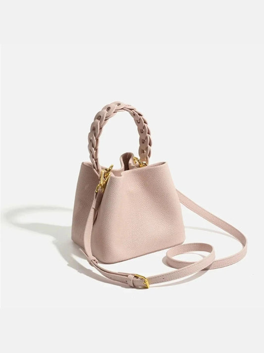 Yamina | Elegante strukturierte Handtasche mit geflochtenem Henkel