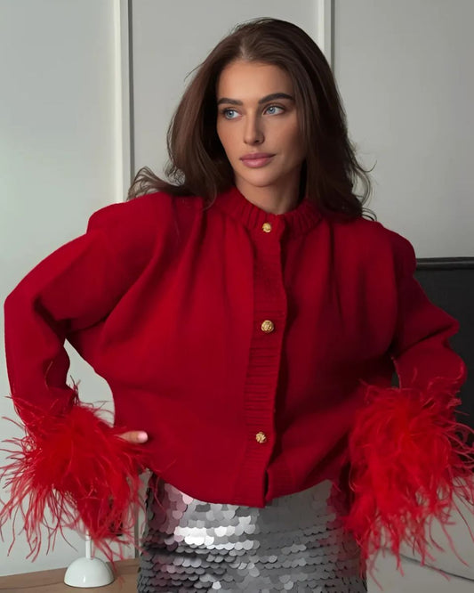 Manon | Strickjacke mit Knöpfen und Federärmeln