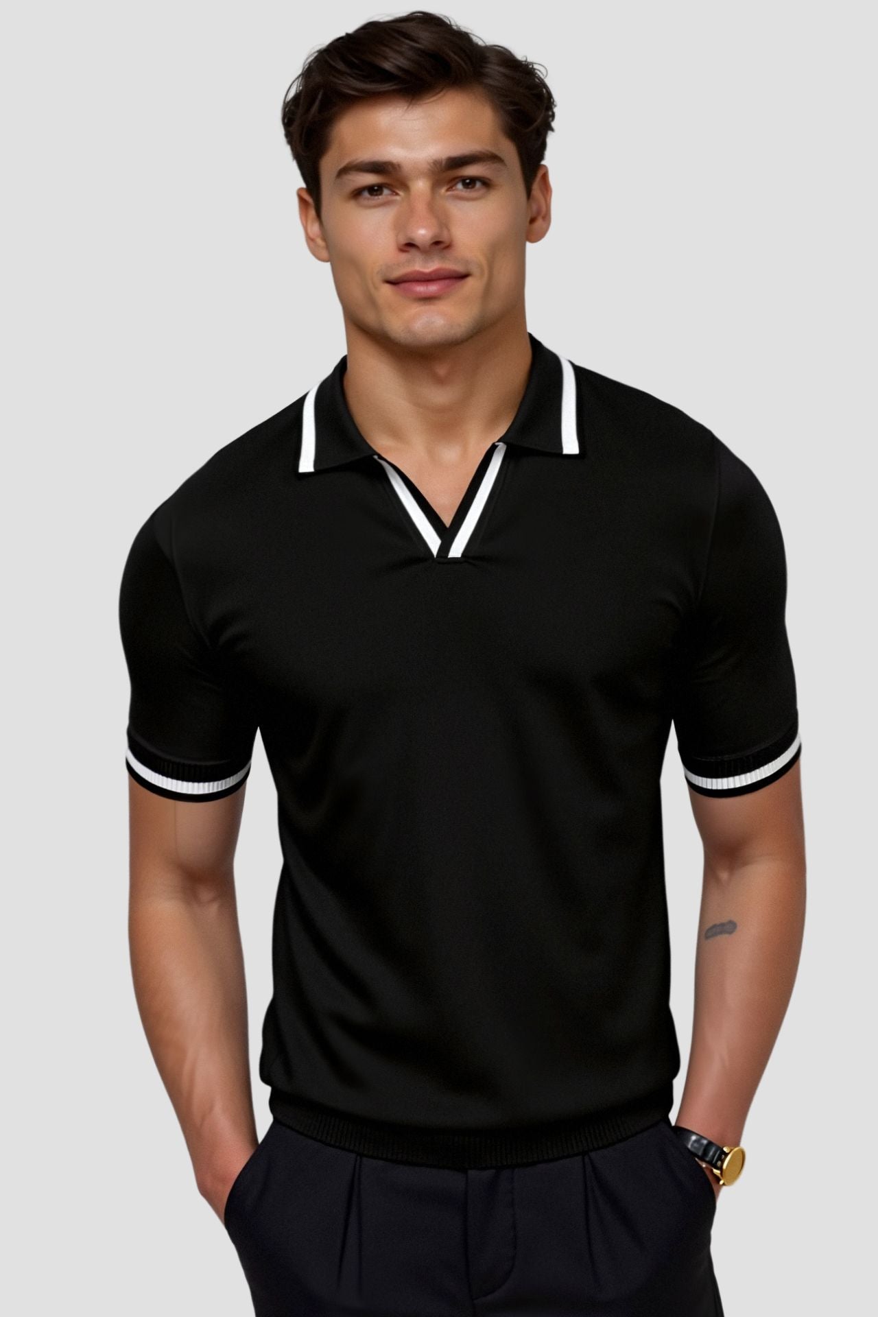Herren-Poloshirt mit Kontrastdetails – Elegant & Modern