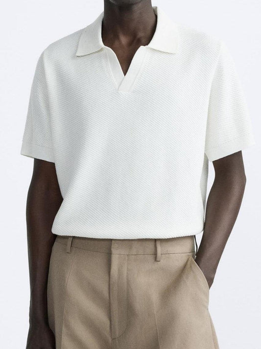 Klassisches Strick-Poloshirt in Weiß