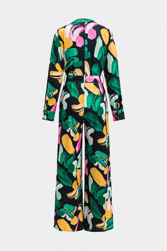Amira | Langer Jumpsuit mit abstraktem Print