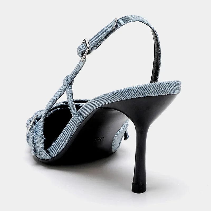 Lumiere | Elegante Denim Slingback Pumps mit spitzer Zehenpartie