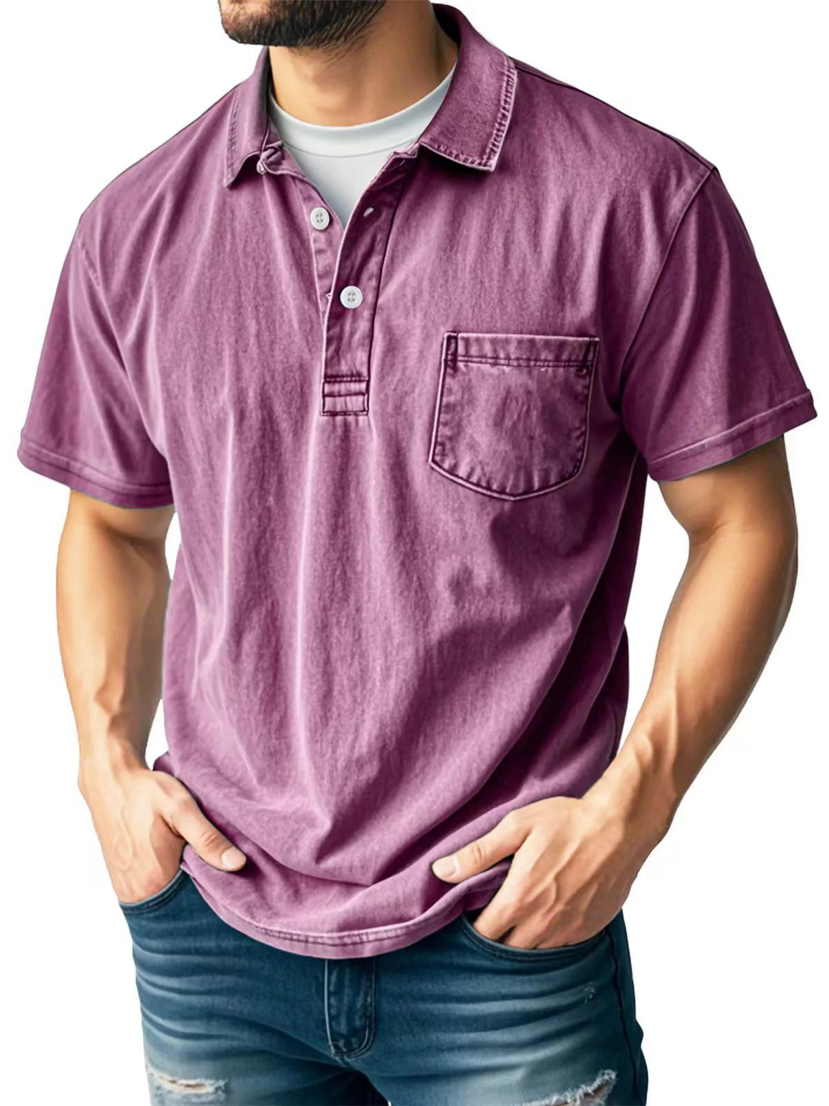 Vintage Polo Shirt mit Brusttasche – Lässiger Herren Style