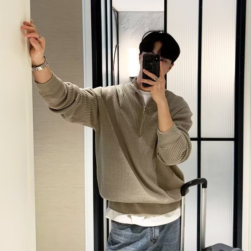 Strickpullover mit Reißverschlusskragen – Stilvoll & Bequem