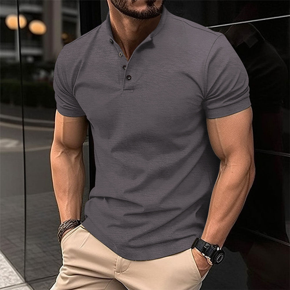 Herren Kurzarm Shirt mit Stehkragen und Knopfleiste – Modernes Sommer Design