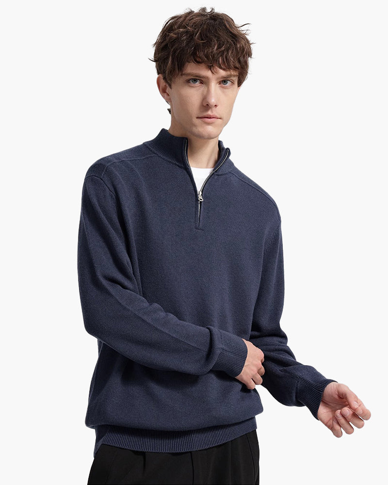 Weston | Half Zip Stehkragen Herrenpullover aus Merinowolle