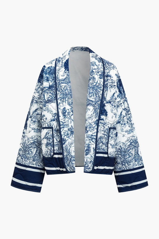 Flora | Geblümte Steppjacke mit blauem Print – Stilvoll und gemütlich