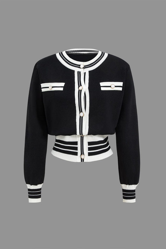 Ariella | Stilvolles Strick-Zweiteiler-Set mit Cropped-Cardigan & Weitbein-Hose