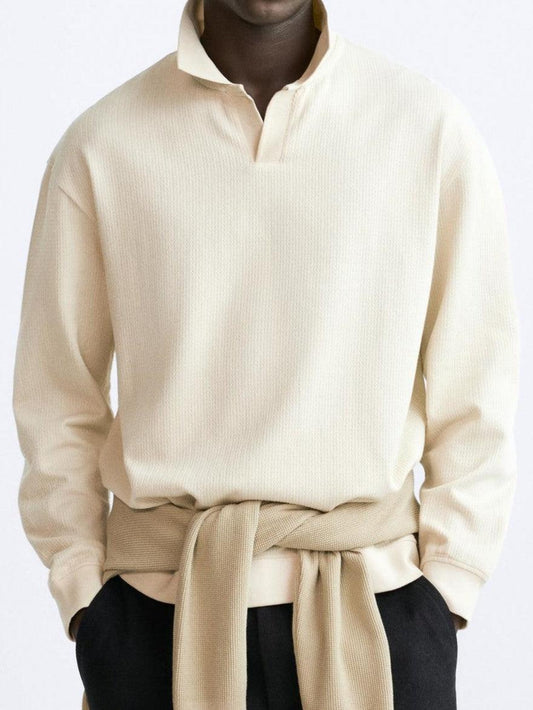 Beiger Pullover mit Polokragen – Lässiger Stil mit Eleganz