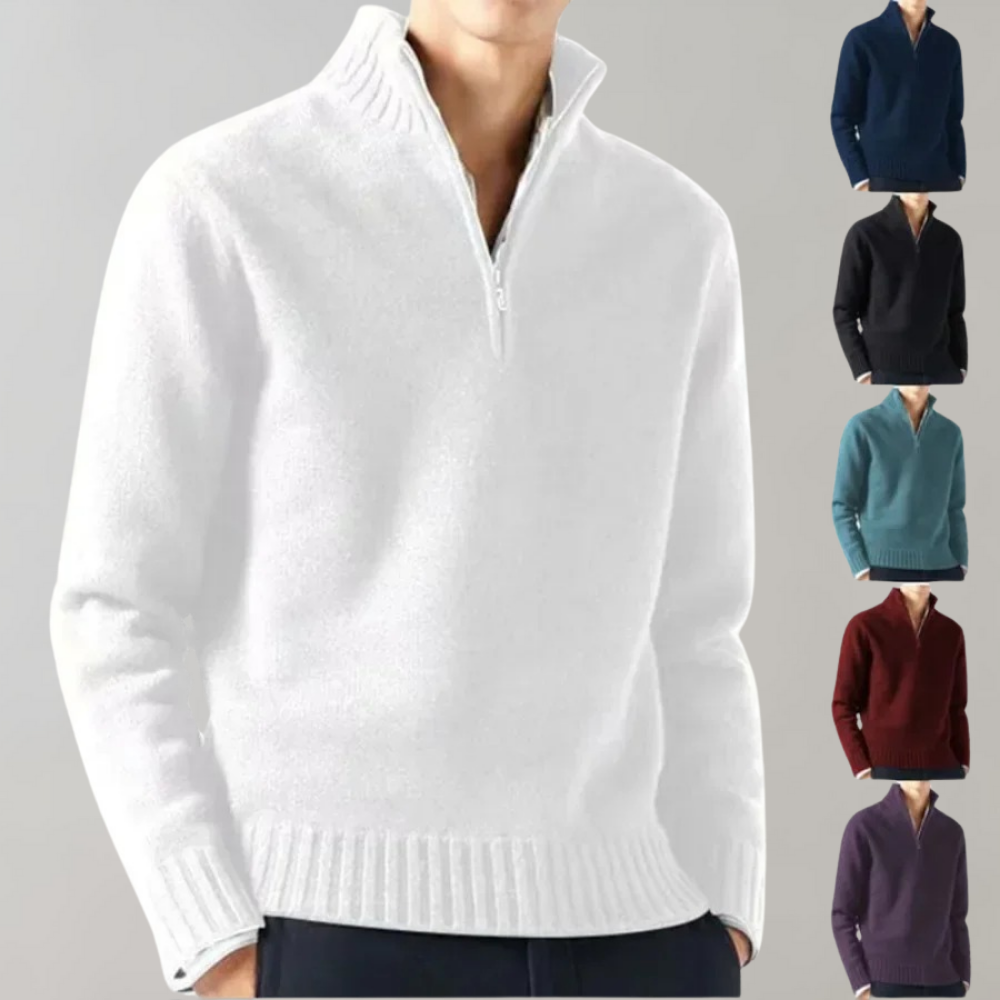 Adam | Eleganter Pullover mit halbem Reißverschluss