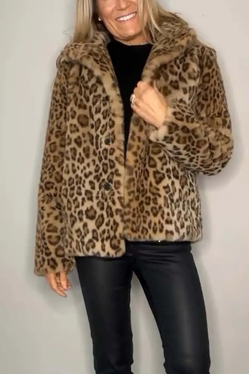 Leopard | Kunstfell-Jacke für den Winter
