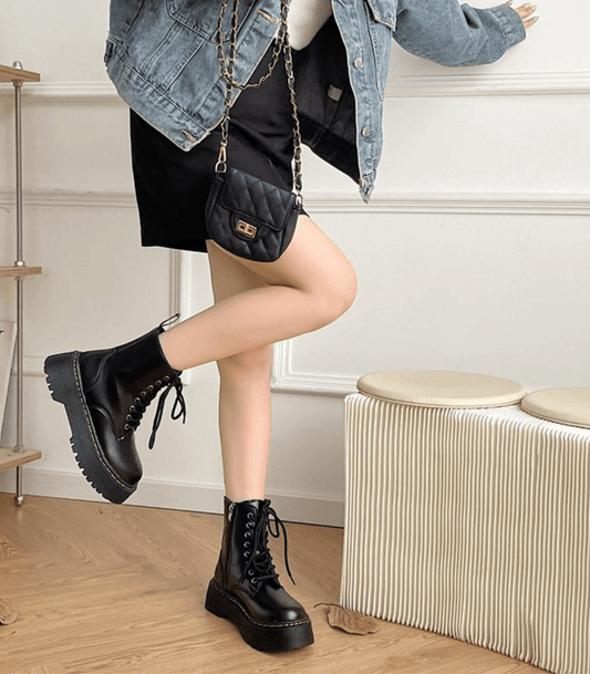 Eline | Elegante Plateaustiefel aus Leder – Stilvolle Schuhe mit Komfort