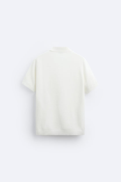 Klassisches Strick-Poloshirt in Weiß