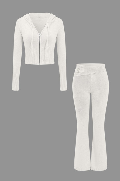 Ava | Strick-Set mit Kapuzenjacke & Schlaghose