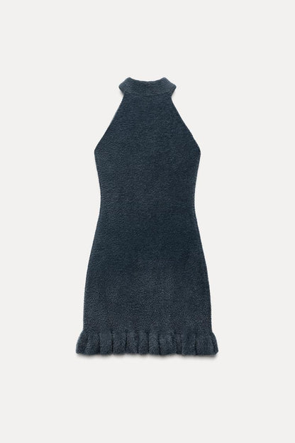 Lola | Strick-Minikleid mit Perlen und Gerüschtem Saum