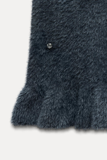 Lola | Strick-Minikleid mit Perlen und Gerüschtem Saum