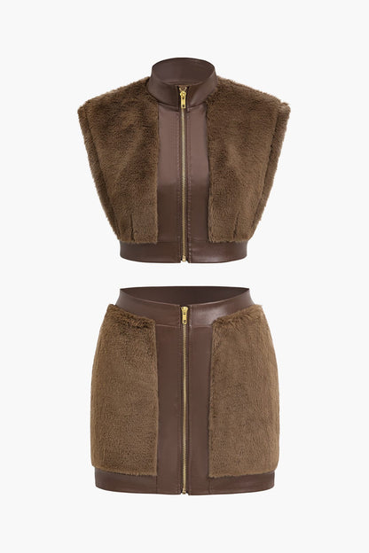 Antonia | Kunstleder-Set mit Kunstpelz-Details