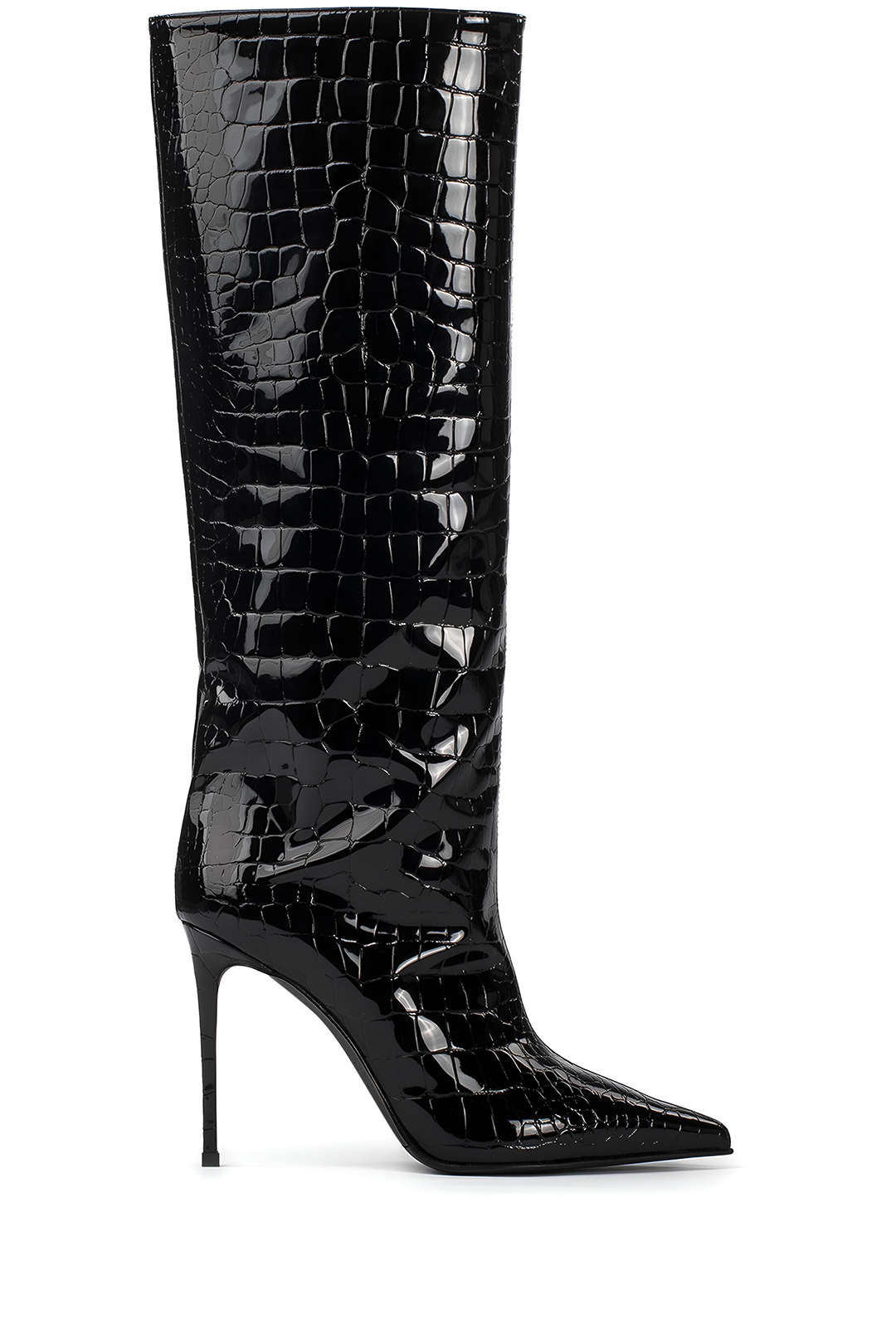 Camille | Croco-Leder-Stiefel mit Stiletto-Absatz