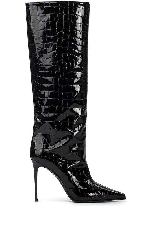 Camille | Croco-Leder-Stiefel mit Stiletto-Absatz