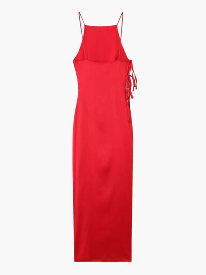 Sophia | Rotes Maxi-Kleid mit Schnürdetails