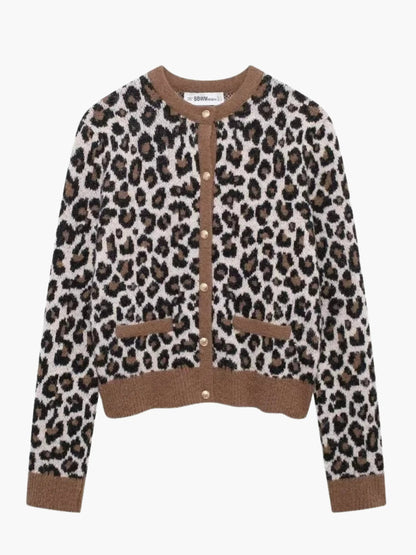 Nicole | Leopard Print Strickjacke