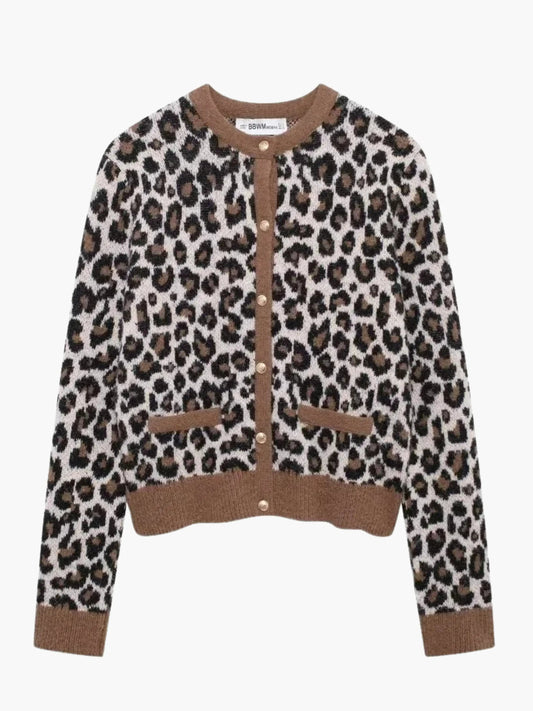 Nicole | Leopard Print Strickjacke