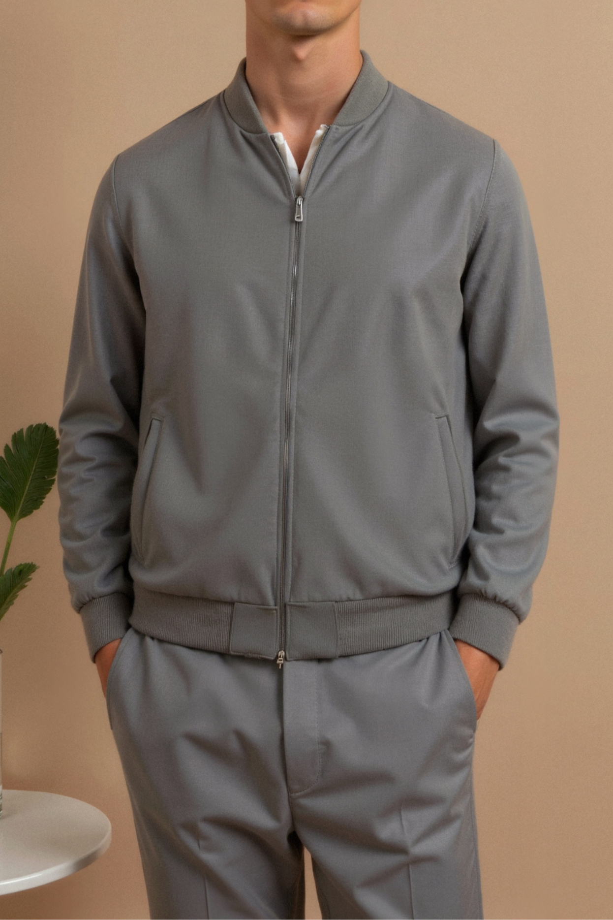 Matteo | Zeitlose Herren-Bomberjacke in Grau und Schwarz