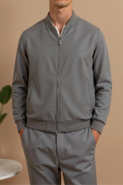 Matteo | Zeitlose Herren-Bomberjacke in Grau und Schwarz