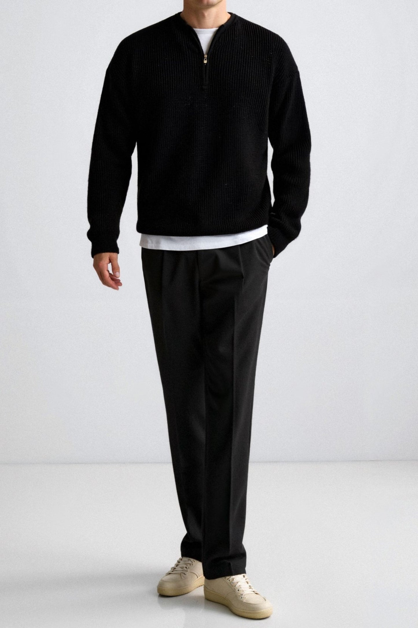 Klassischer Strickpullover mit Reißverschluss – Zeitlos & Komfortabel