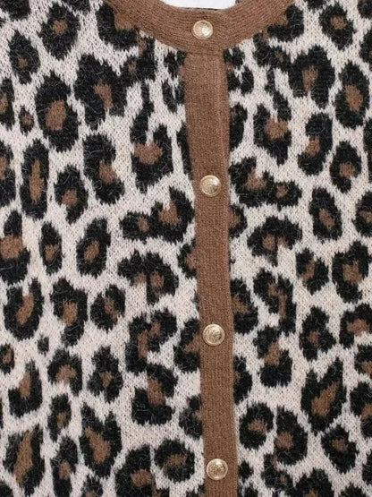Nicole | Leopard Print Strickjacke