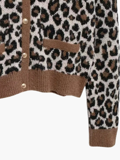 Nicole | Leopard Print Strickjacke
