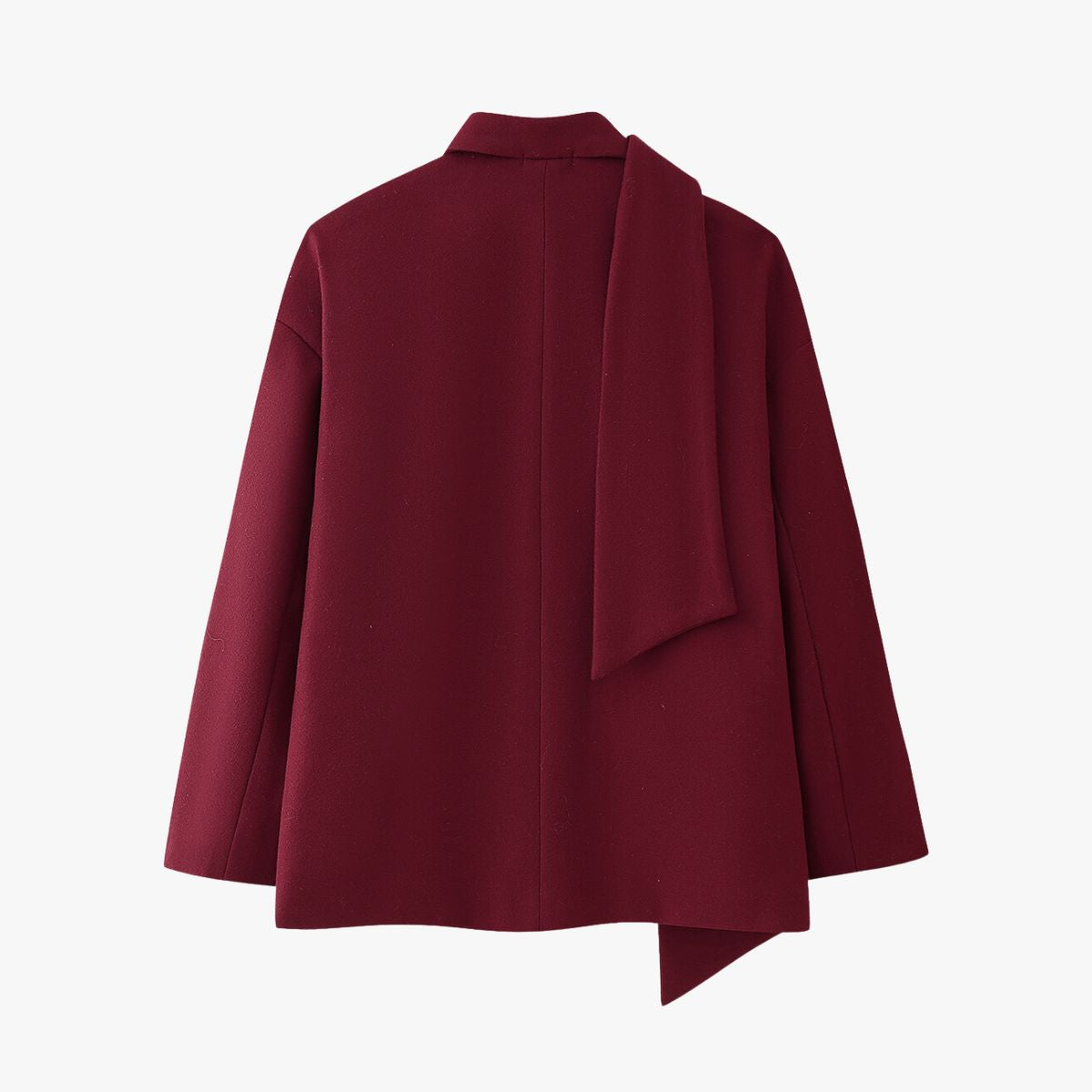 Debby | Moderner Kurzmantel in Bordeauxrot mit Schal-Detail