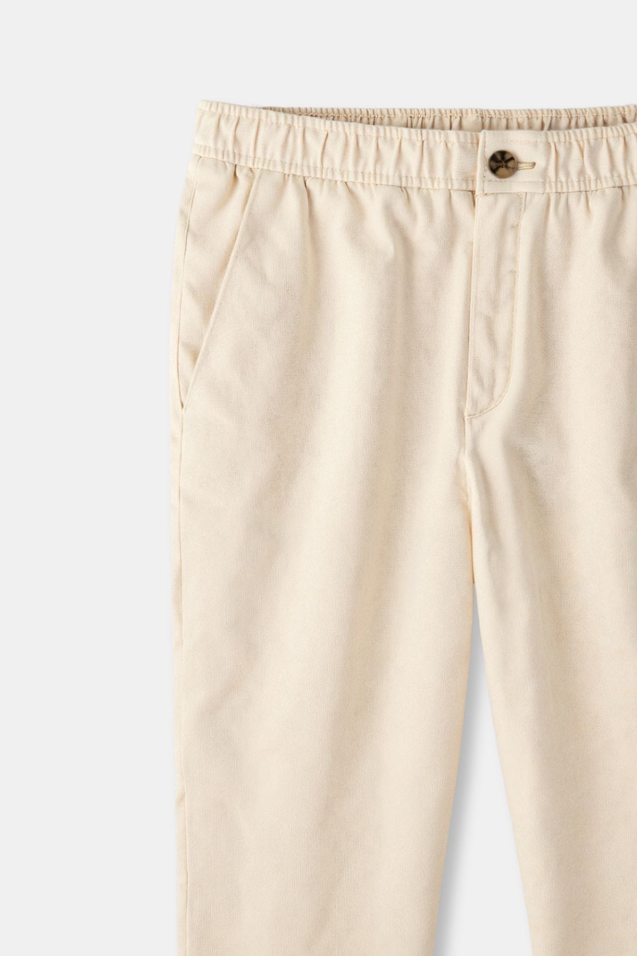 Killian | Beige Herren-Hose mit elastischem Bund und Knopfverschluss