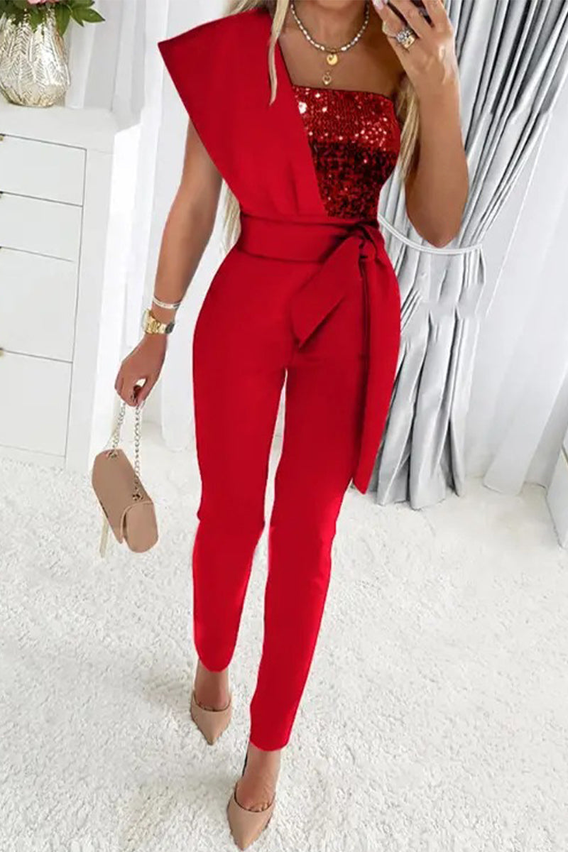 Charlotte | Eleganter Jumpsuit mit Glitzer und einer Schulter