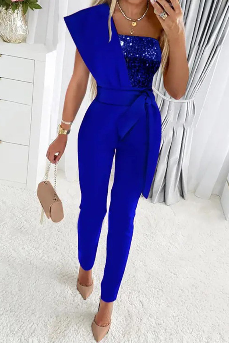 Charlotte | Eleganter Jumpsuit mit Glitzer und einer Schulter