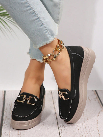 Bequeme Damen-Loafers mit elegantem Metallakzent