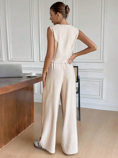 Zweiteiliges Set mit Weste & weiter Hose – Modern, Luftig & Smart