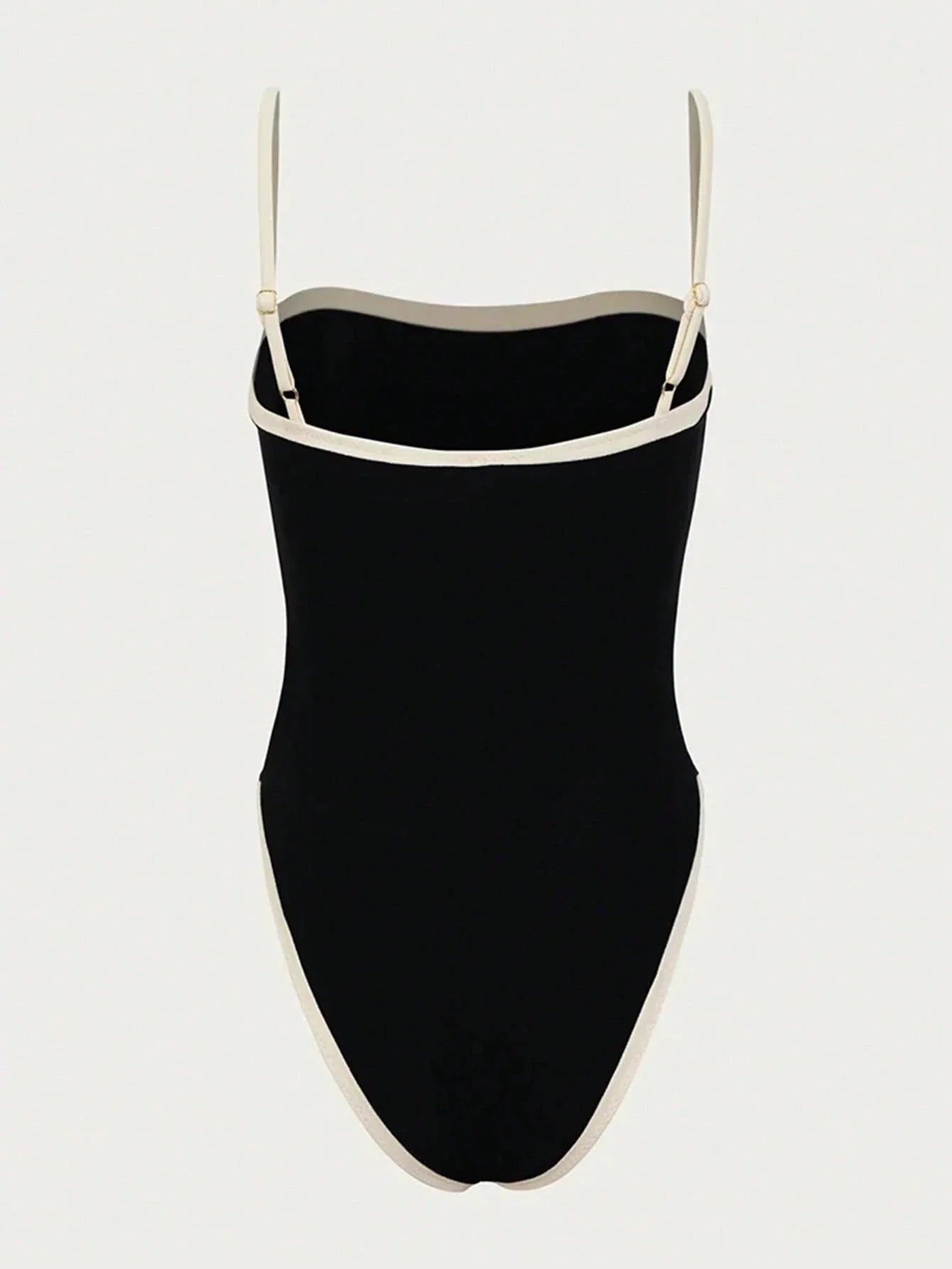 Eleganter Damen Badeanzug Schwarz – Einteiler mit hohem Beinausschnitt & stilvollen Kontrastdetails