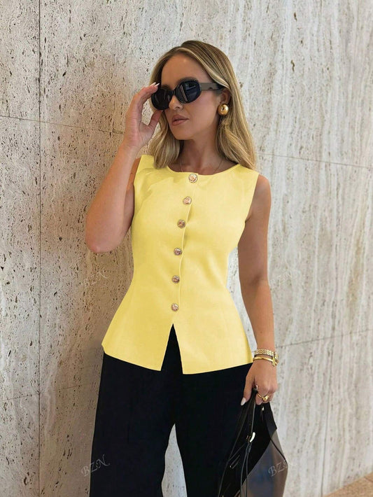 Ärmelloses Tailor-Weste mit Knöpfen – Feminin, Edel & Vielseitig