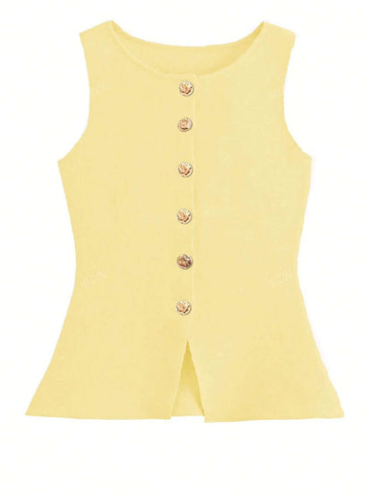 Ärmelloses Tailor-Weste mit Knöpfen – Feminin, Edel & Vielseitig