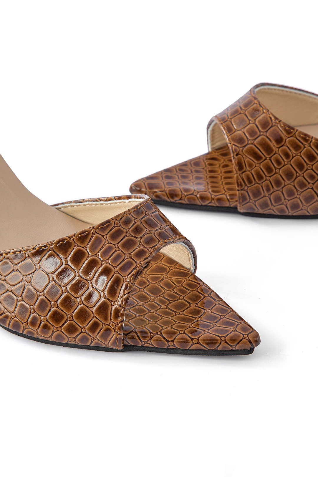 Isabelle | Luxus Schwarze Croc-Embossed Mule Heels – Elegant & Stilvoll