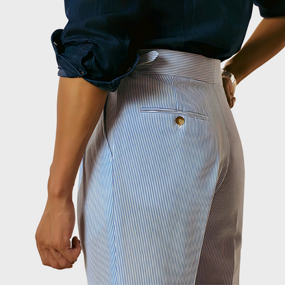 Yann | Taillenhohe Nadelstreifenhose mit Gürtel