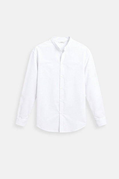 Klassisches Stehkragen-Hemd in Weiß