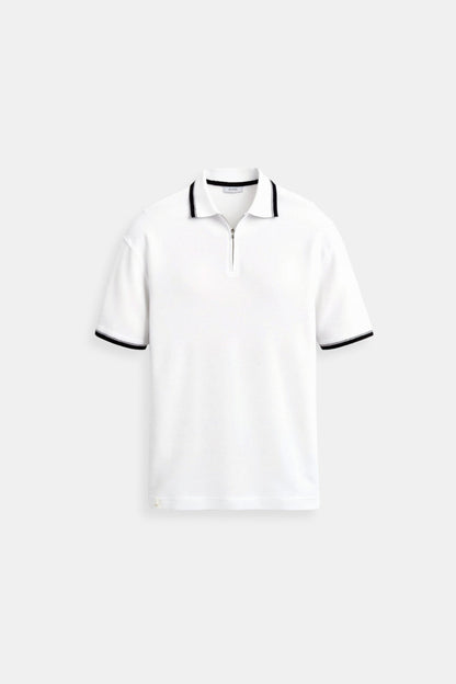 Klassisches Poloshirt mit Reißverschluss und Kontrastdetails